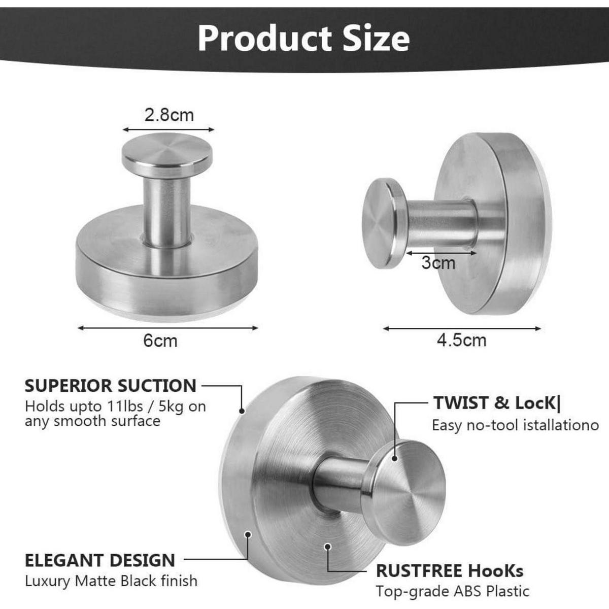 WANDHAKEN 2-teiliges Set Edelstahl Silber - Silberfarben, Metall (4.5/2.8/6cm)
