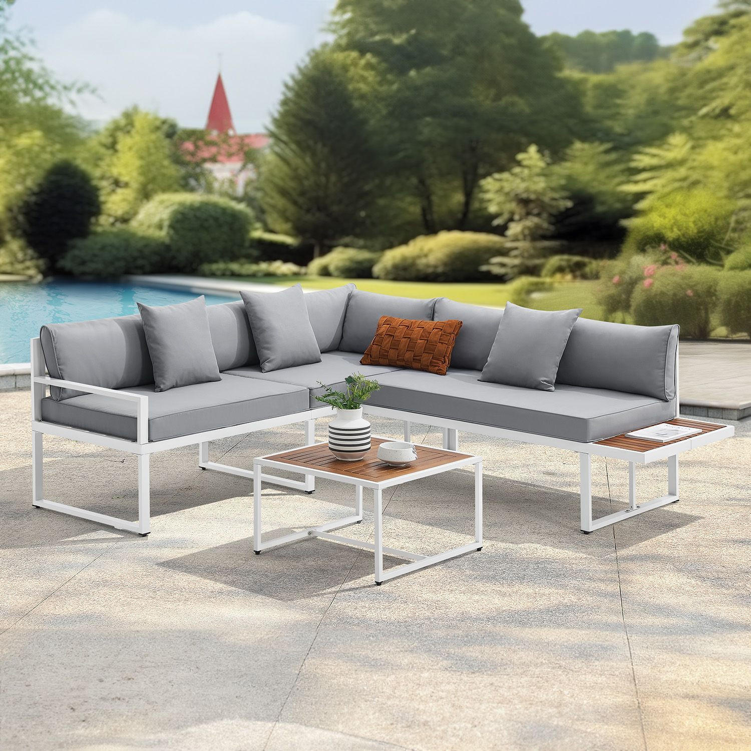 LOUNGEGARNITUR St. Tropez weiß - Weiß, Metall - Juskys