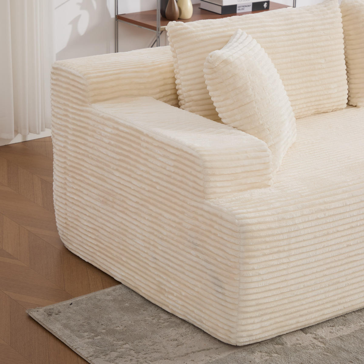 ECKSOFA 272/174/74.5 cm Elfenbein mit rutschfestem Boden - Ecru, Textil (174/74.5/272cm) - Oxeza