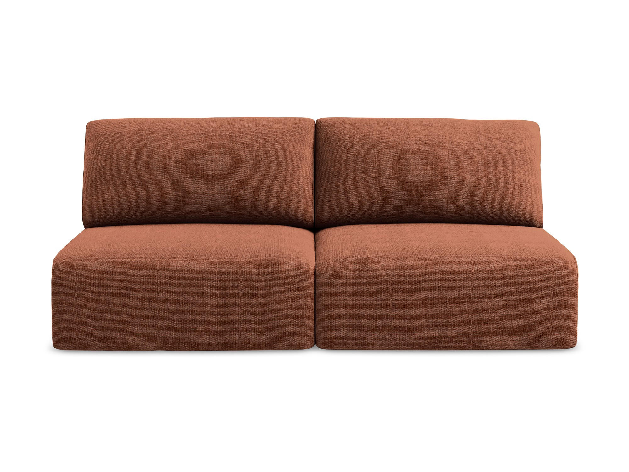 3-SITZER SOFA mit Schlaffunktion Chenille Stoff Orange - Terra cotta/Schwarz, Kunststoff/Textil (216/79/102cm) - Makamii
