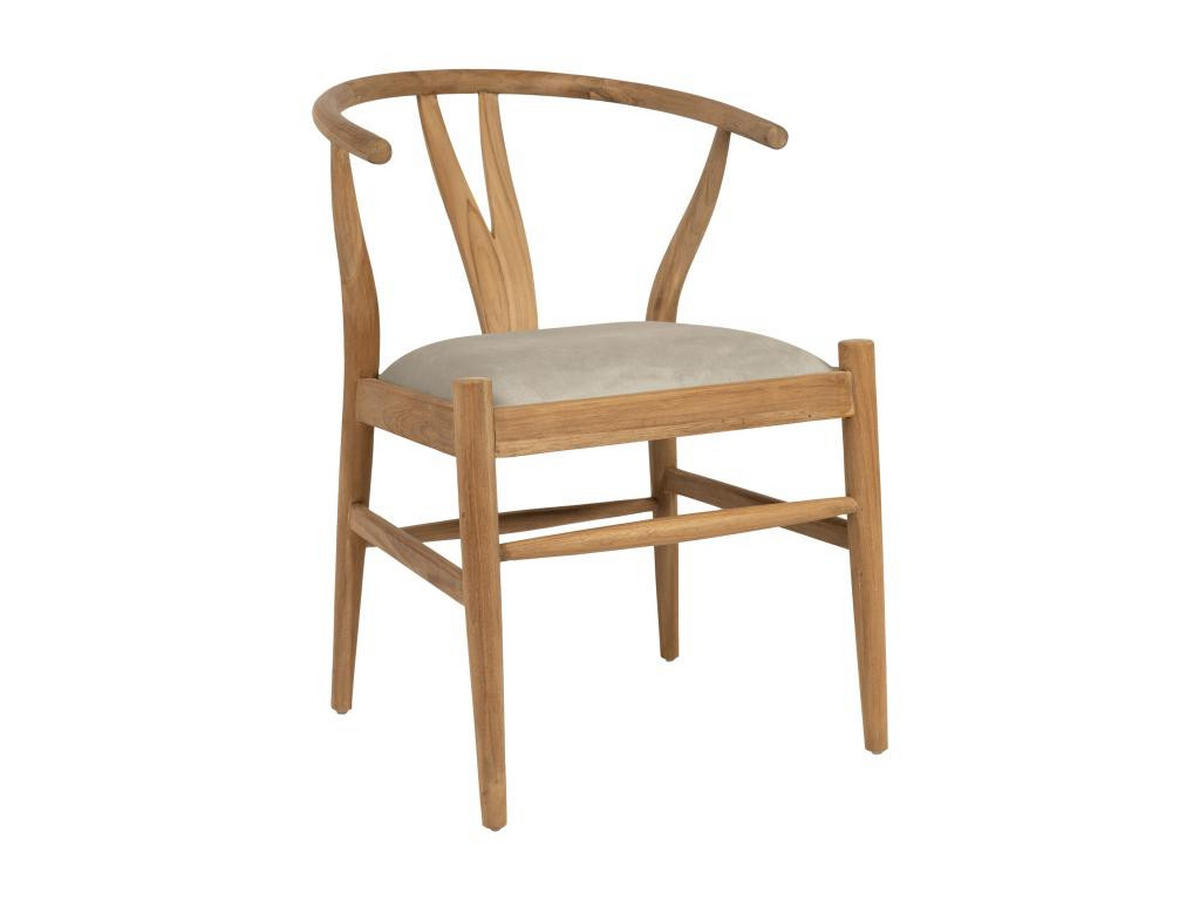 STUHL 2er-Set - Teakholz & Stoff - Holzfarben & Beige - POGIANA - Beige, Holz (63/77/53cm) - Vente-Unique