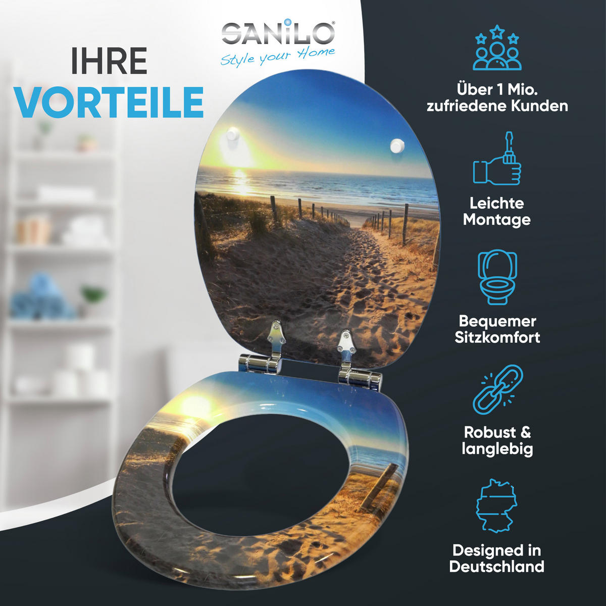 WC-SITZ mit Absenkautomatik Düne - Braun, Holzwerkstoff (38/6/47cm) - Sanilo