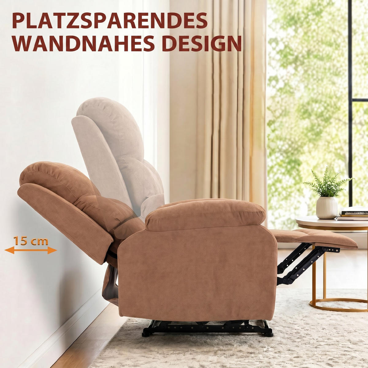 RELAXSESSEL Polyester Dunkelbraun - Dunkelbraun/Schwarz, Textil/Metall (85/105/93cm) - HOMCOM