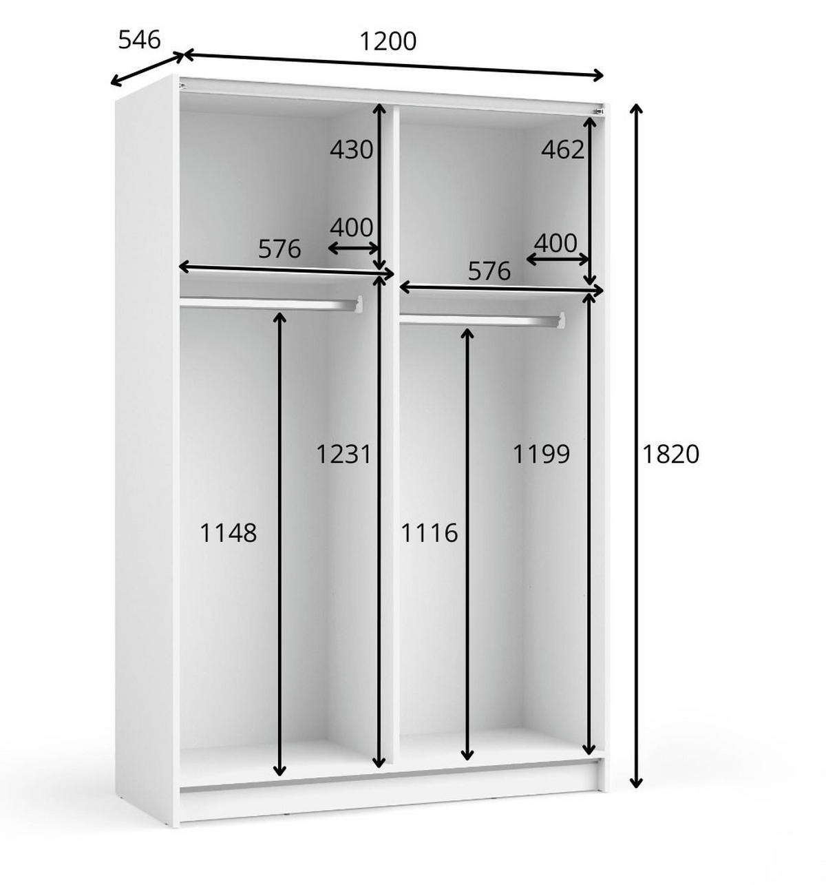 SCHWEBETÜRENSCHRANK Sofia schwarz 120 / 54 / 182cm - Schwarz, Holz/Holzwerkstoff (120/182/54cm) - Feldmann-Wohnen