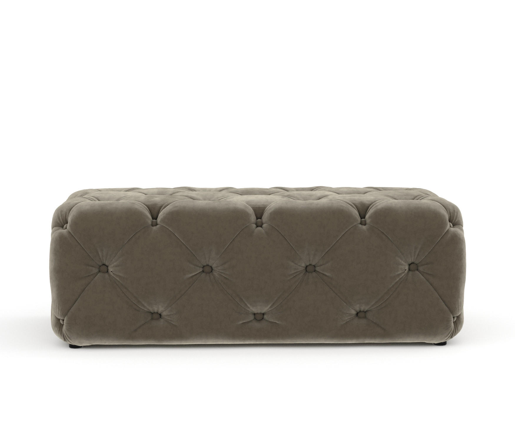 POUF Cosimo Taupe Samtstoff - Taupe/Schwarz, Holz/Holzwerkstoff (130/39/65cm) - Maison de Reve
