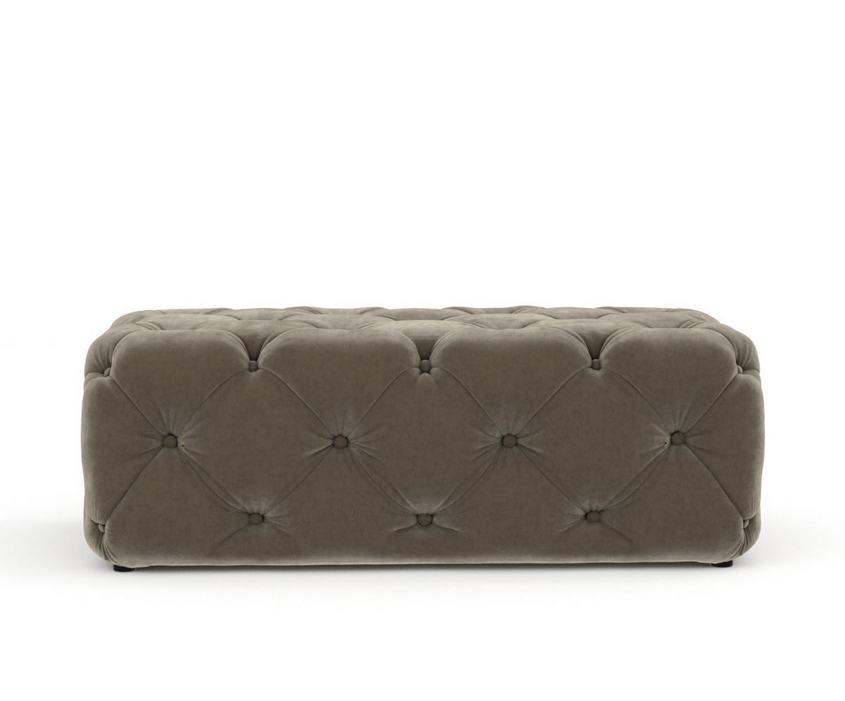 POUF Cosimo Taupe Samtstoff - Taupe/Schwarz, Holz/Holzwerkstoff (130/39/65cm) - Maison de Reve