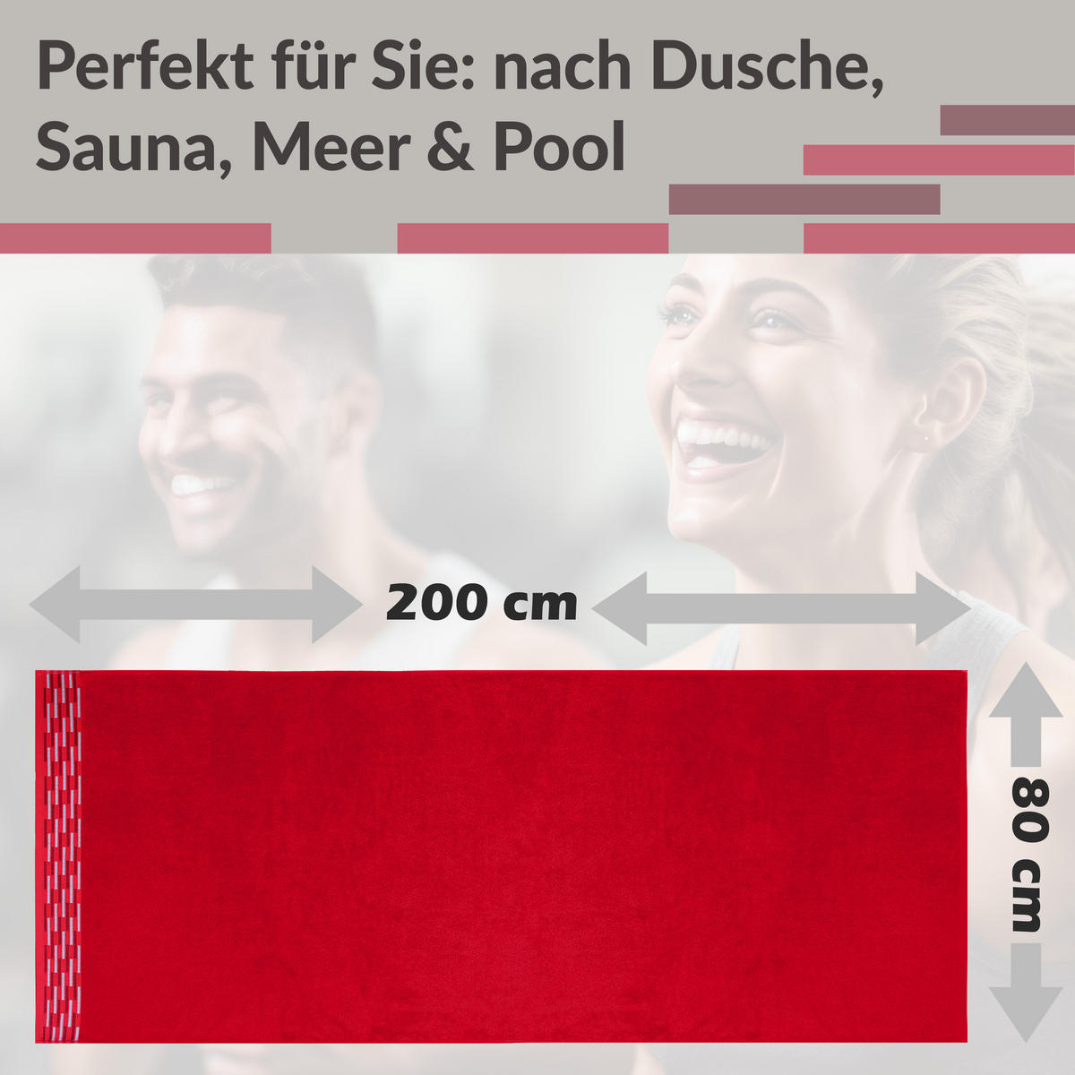SAUNATUCH Lugano Rot 80x200 cm - Rot, Textil (80/200cm) - Lashuma