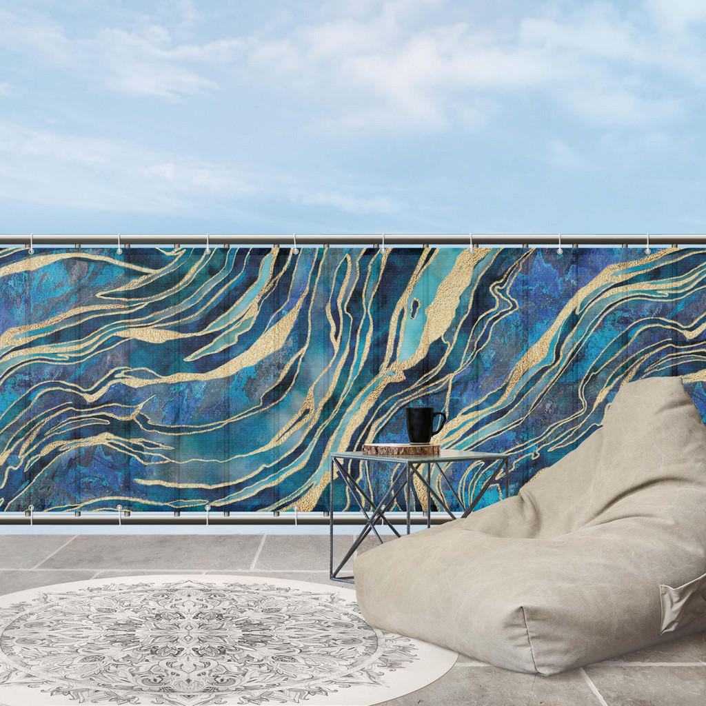Thumbnail - Bilderwelten Balkon, Blau, Kunststoff, Abstrakt, Rechteckig, 100x75 cm, Sonnen- & Sichtschutz, Sichtschutz Garten, Balko...