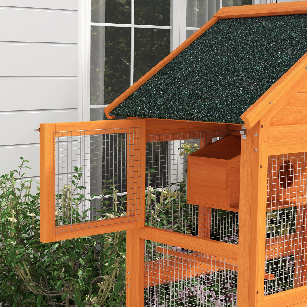VOGELHAUS DE-17824 mit Spielbereich & wasserdichtem Dach Orange - Orange, Holz (52/171/92cm) - ComfortXL