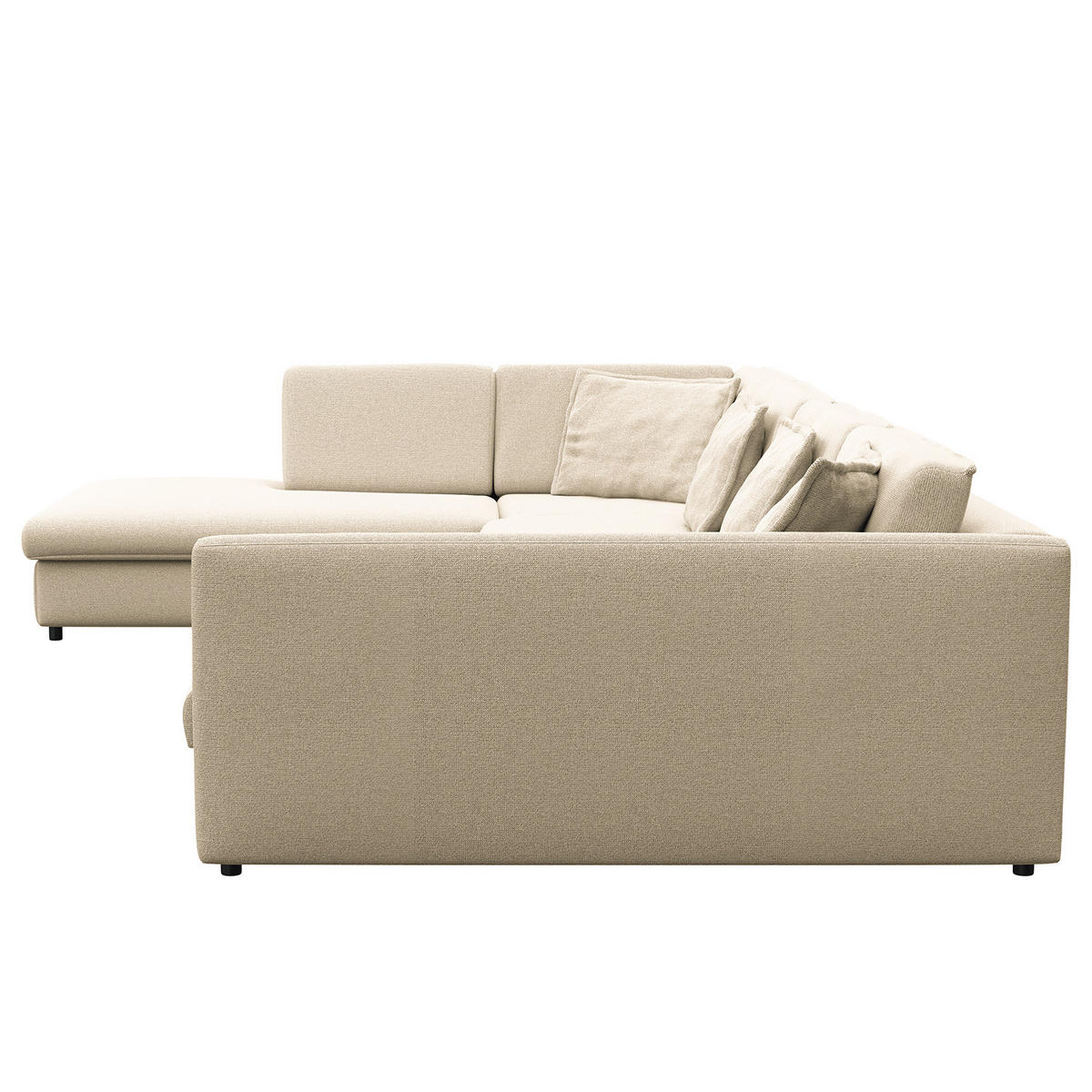 WOHNLANDSCHAFT - Creme/Schwarz, Kunststoff/Textil (431/84/272cm) - home24