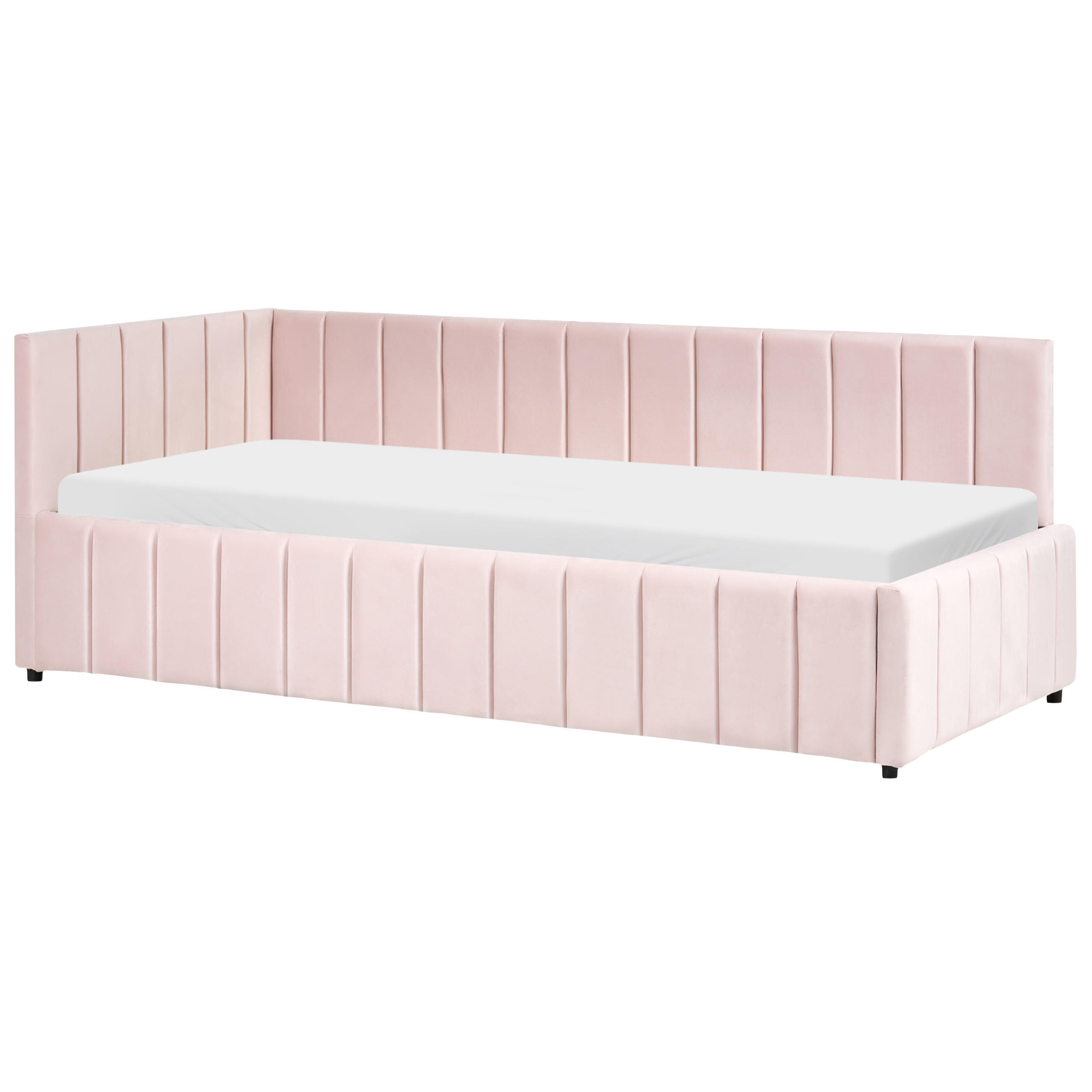 TAGESBETT Samtstoff 90/200 cm Pastellrosa Lisieux - Pink, Textil (90/200cm) - Beliani