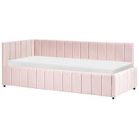 TAGESBETT Samtstoff 90/200 cm Pastellrosa Lisieux - Pink, Textil (90/200cm) - Beliani