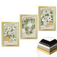 WANDBILDER 3er Set - 20x30 cm Goldrahmen - Blumenmuster London Tokio Dublin - Goldfarben, Kunststoff (20/30cm) - ArtPrintCave