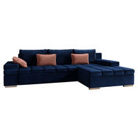 ECKSOFA Bangkok, Seite: Rechts - Silberfarben/Dunkelblau, Holz/Textil (310/175cm) - MIRJAN24
