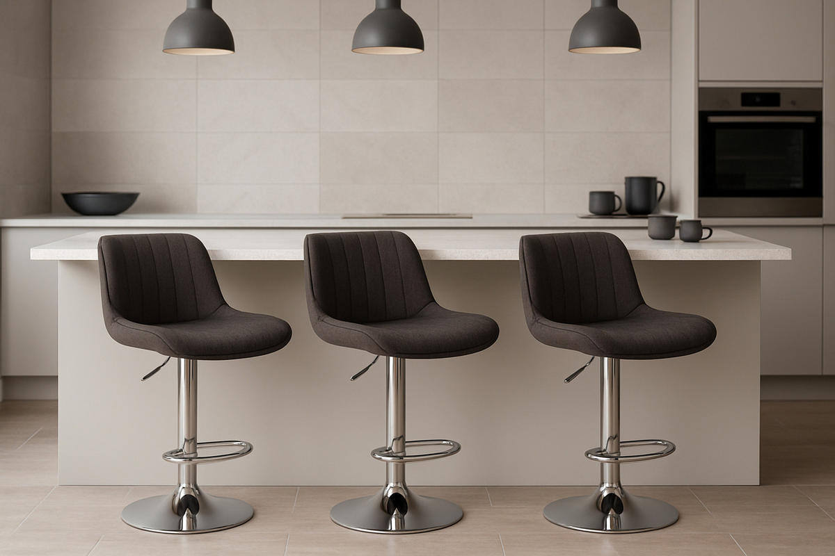 BARHOCKER Lento Gestell Metall in Chromoptik Stoff Dunkelgrau - Chromfarben/Grau, Textil/Metall (50/108/50cm) - TPFLiving