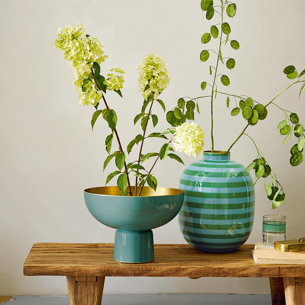 VASE Metal streifen grün 32 cm - Grün, Metall (31cm) - Pip Studio