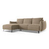 ECKSOFA mit Schlaffunktion Samt Stoff Beige - Beige/Creme, Textil/Metall (162/242cm) - Makamii