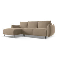 ECKSOFA mit Schlaffunktion Samt Stoff Beige - Beige/Creme, Textil/Metall (162/242cm) - Makamii