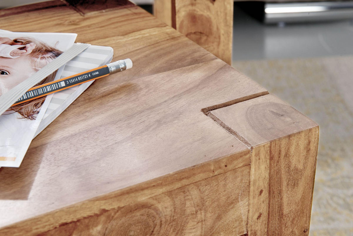 BEISTELLTISCH 3er Set Massivholz Landhausstil MUMBAI, Akazie 36x50x45 cm - Akaziefarben, Holz (50/36/45cm) - KADIMA DESIGN