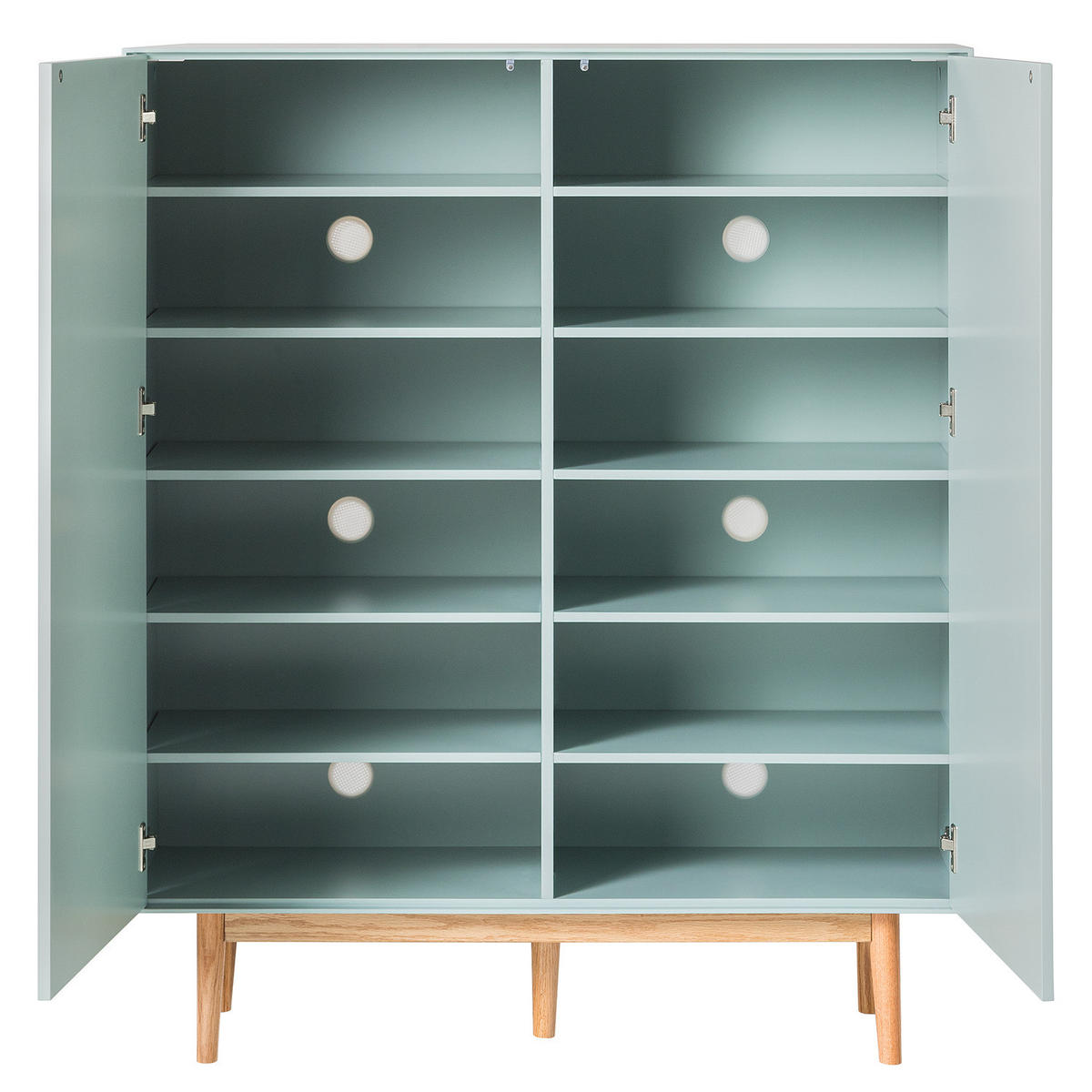 SCHUHKOMMODE mit 2 Türen - Eichefarben/Mintgrün, Holzwerkstoff (110/132/38cm) - home24