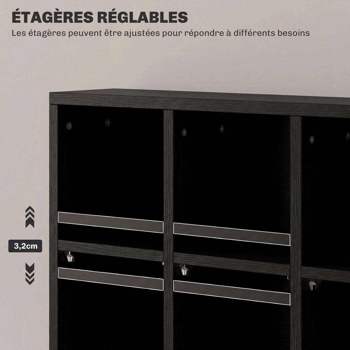 CD-REGAL DE-14442 für 456 CDs/336 DVDs, verstellbare Böden Schwarz - Schwarz, Holzwerkstoff (20/130.5/89cm) - ComfortXL