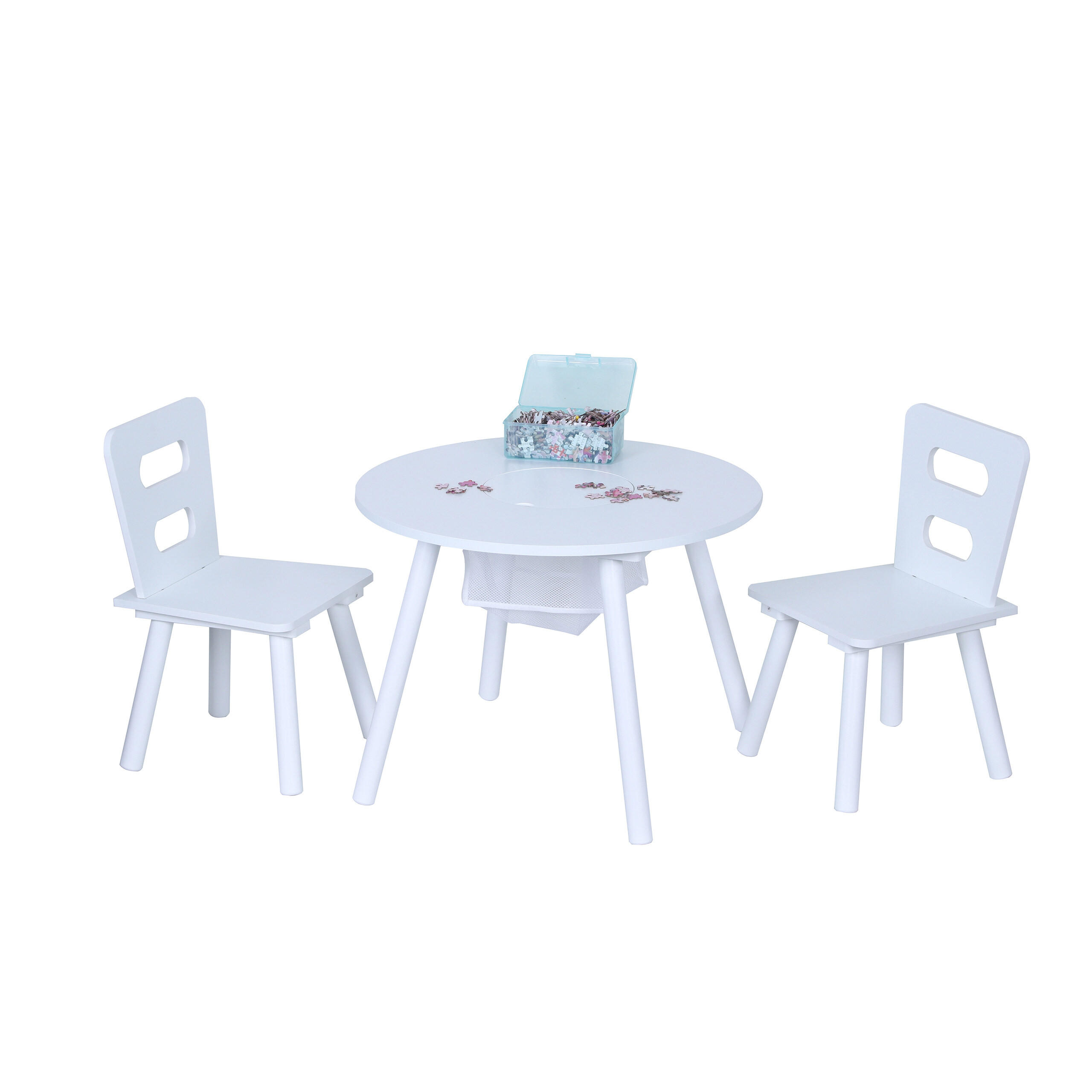 3-TLG.KINDERSITZGRUPPE - Weiß, Holzwerkstoff/Textil (59.5/44/59.5cm) - Relaxdays