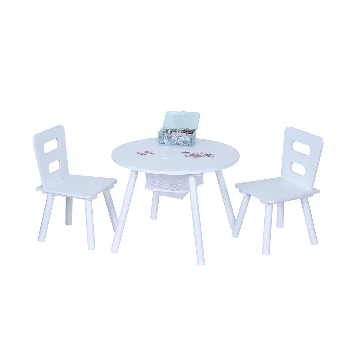 3-TLG.KINDERSITZGRUPPE - Weiß, Holzwerkstoff/Textil (59.5/44/59.5cm) - Relaxdays