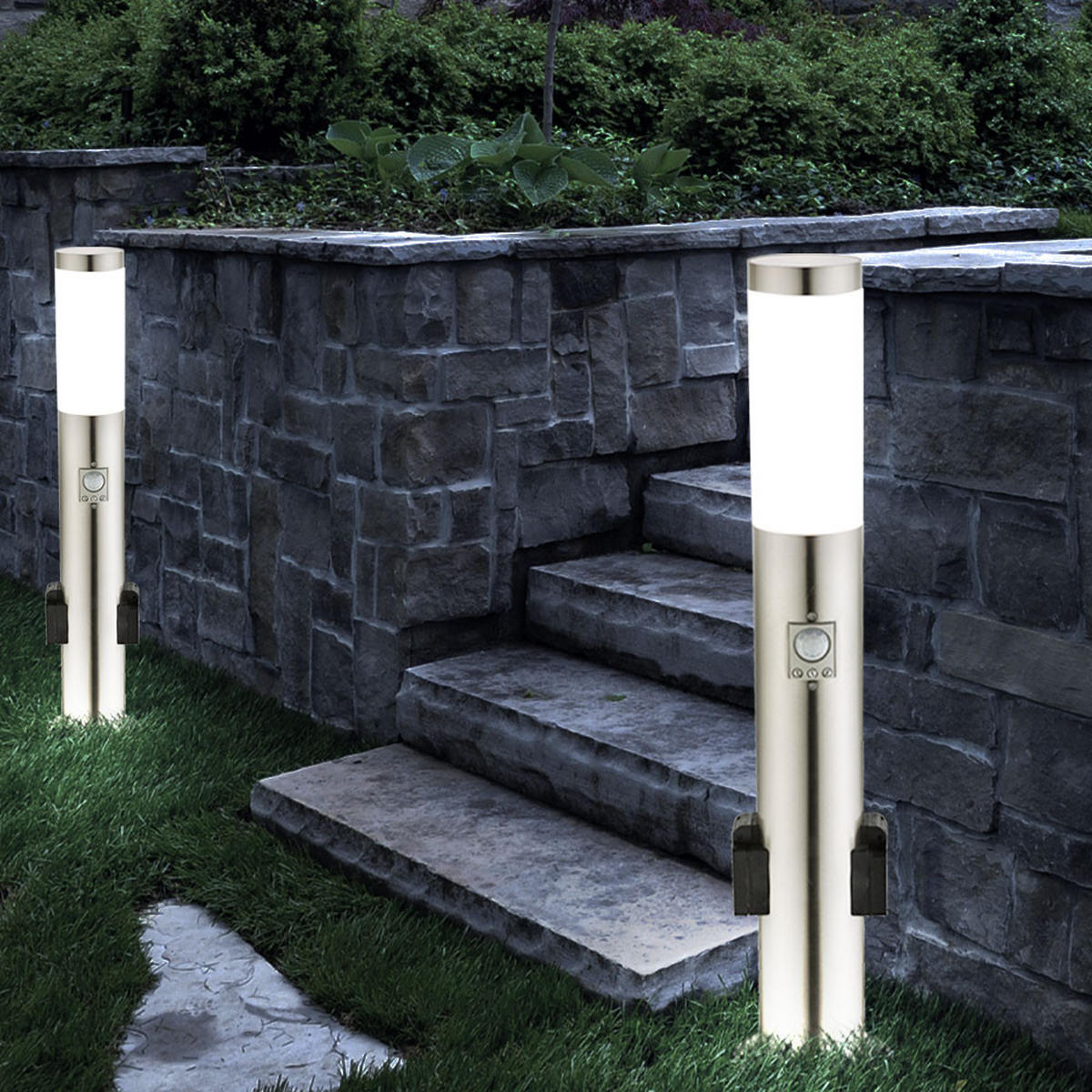 LED STEHLEUCHTE BOSTON Edelstahl Silber - Silberfarben, Kunststoff (7.6/7.6/60cm) - Globo Lighting