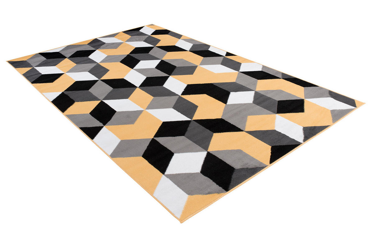 TEPPICH MAYA Gelb Geometrisch Gitter Figuren 200/250 cm - Gelb, Textil (200/250cm) - Tapiso