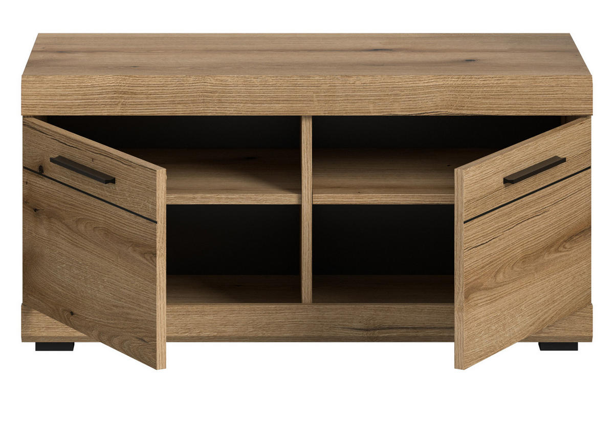 GARDEROBENBANK Evoke Eiche 90 cm, Schuhbank mit Stauraum - Eichefarben/Schwarz, Holzwerkstoff/Kunststoff (90/44/40cm) - Inn.Furn