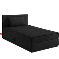 BOXSPRINGBETT ROTI Einzelbett, schwarz - Schwarz, Holz/Holzwerkstoff (100/200cm) - KONSIMO®