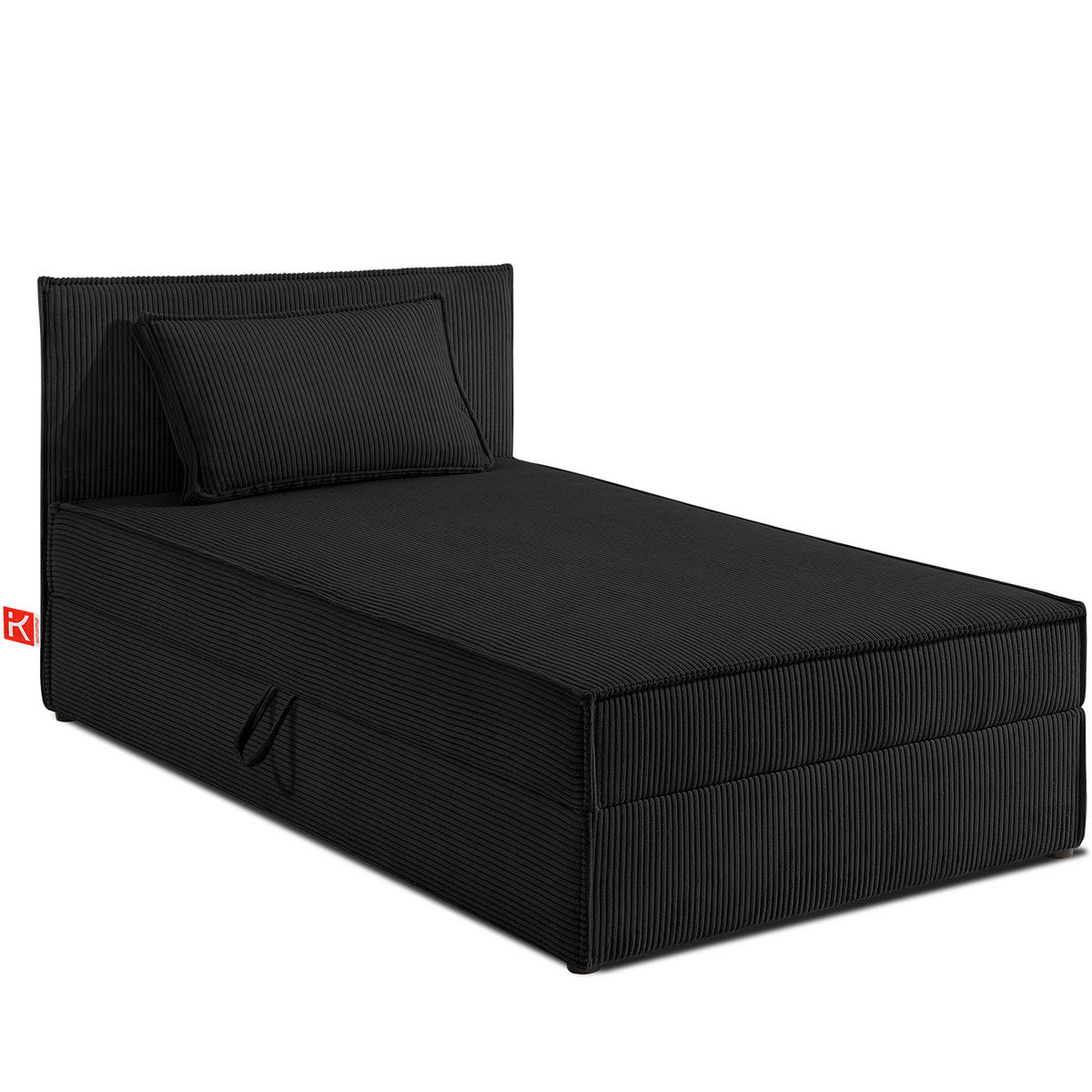 BOXSPRINGBETT ROTI Einzelbett, schwarz - Schwarz, Holz/Holzwerkstoff (100/200cm) - KONSIMO®
