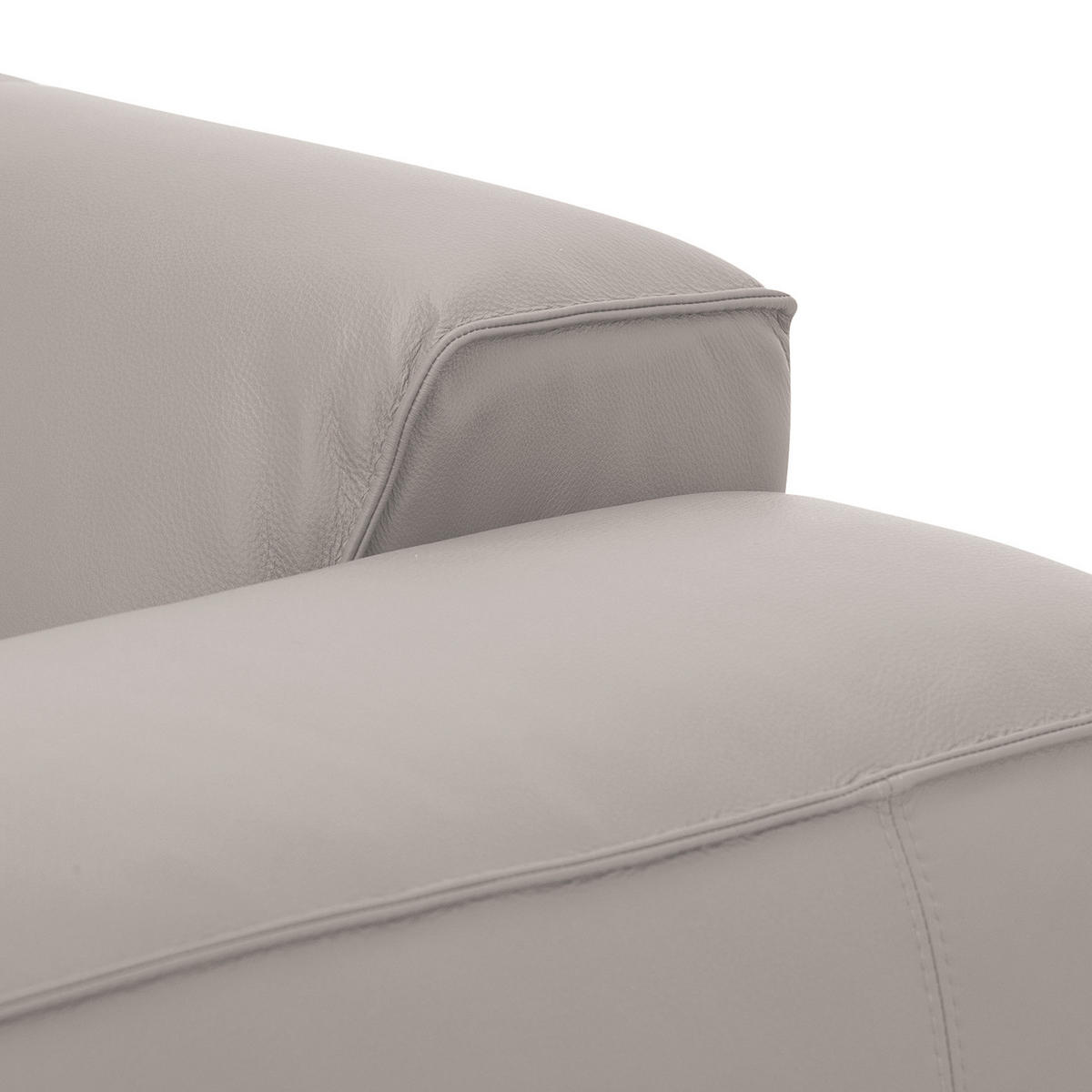 ECKSOFA mit Chaiselongue - Hellgrau/Schwarz, Leder/Kunststoff (290/173cm) - home24