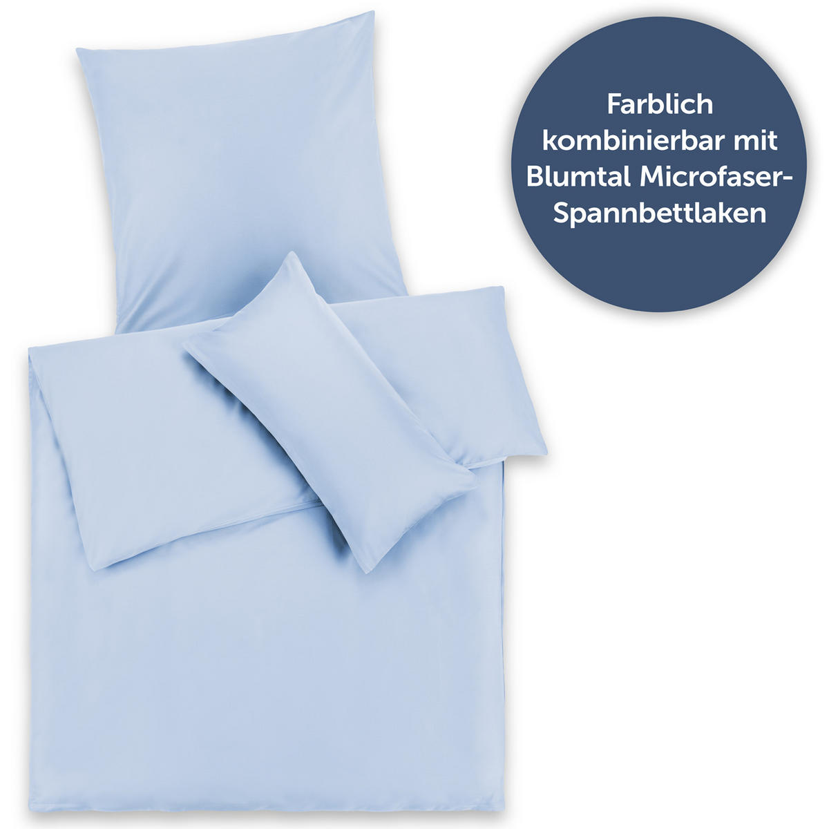 BETTWÄSCHE 3-teilig, 200/220 cm & 2x 40/80 cm, Hellblau - Hellblau, Textil (200/220cm) - Blumtal