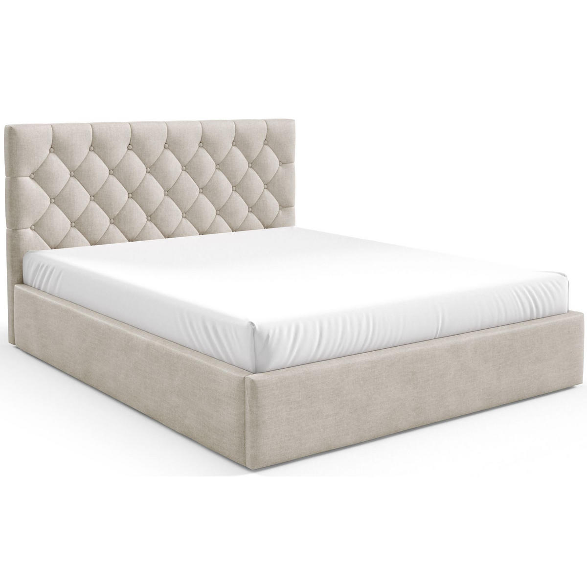 POLSTERBETT Aurevia Hellbeige Samtbezug 180x200 cm - Ecru, Textil (180/200cm) - Selsey