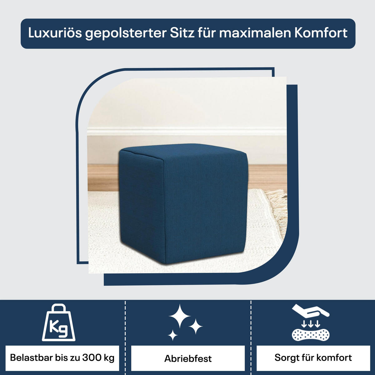 SITZWÜRFEL 40 x 40 x 40 cm Türkis mit Polsterung und Holzwerkstoffrahmen für Wohnzimmer - Türkis/Hellblau, Textil (40/40/40cm) - Best For Home