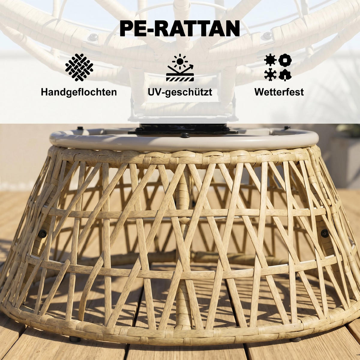 BISTRO-SET DE-06707 360° drehbare Stühle, wetterbeständig Natur/Hellbraun - Mokka, Kunststoff/Metall - ComfortXL