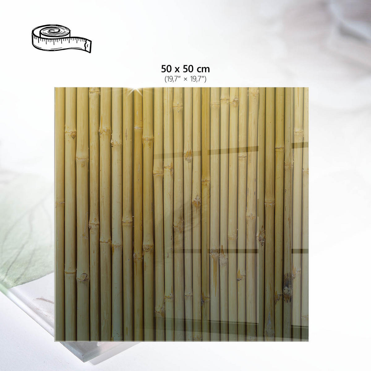 TISCHPLATTE 50x50 cm – Bambusstruktur - Beige, Glas (50/50/0.4cm) - Wallfluent