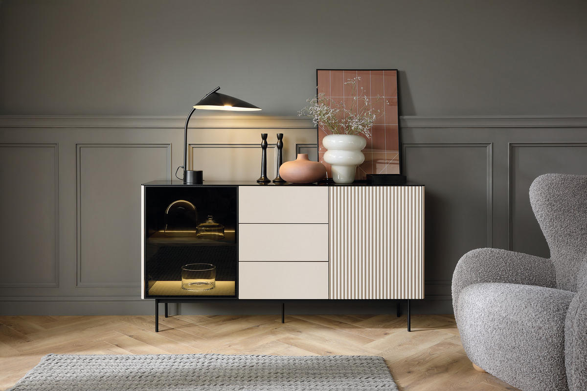 SIDEBOARD: Kaschmir, 157 x 84 x 39 cm - Kaschmir, Holzwerkstoff (157/84/39cm) - 3XE LIVING
