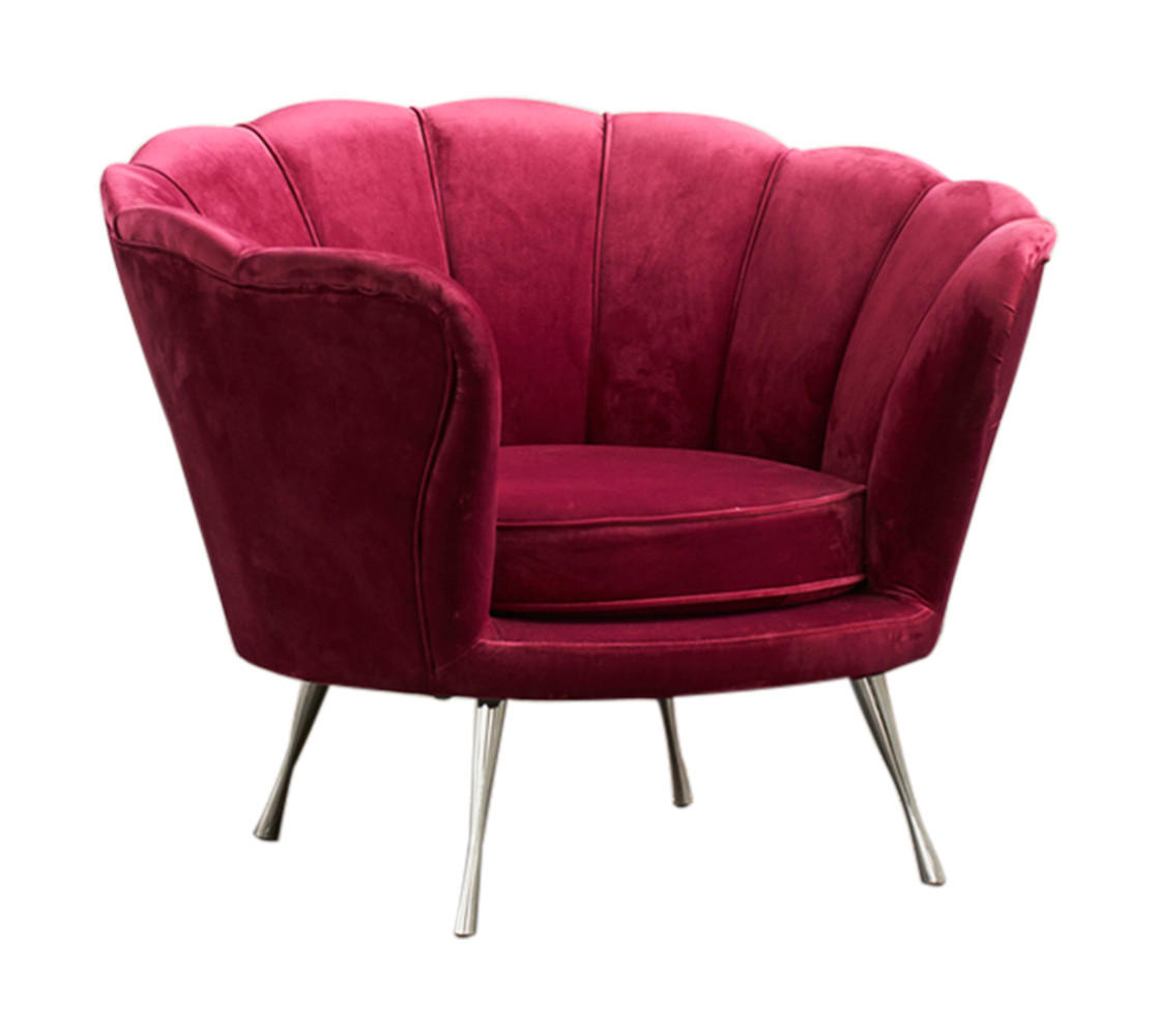 SESSEL NARLA Rot Velvet - Rot/Silberfarben, Textil (97/78/70cm) - KAWOLA