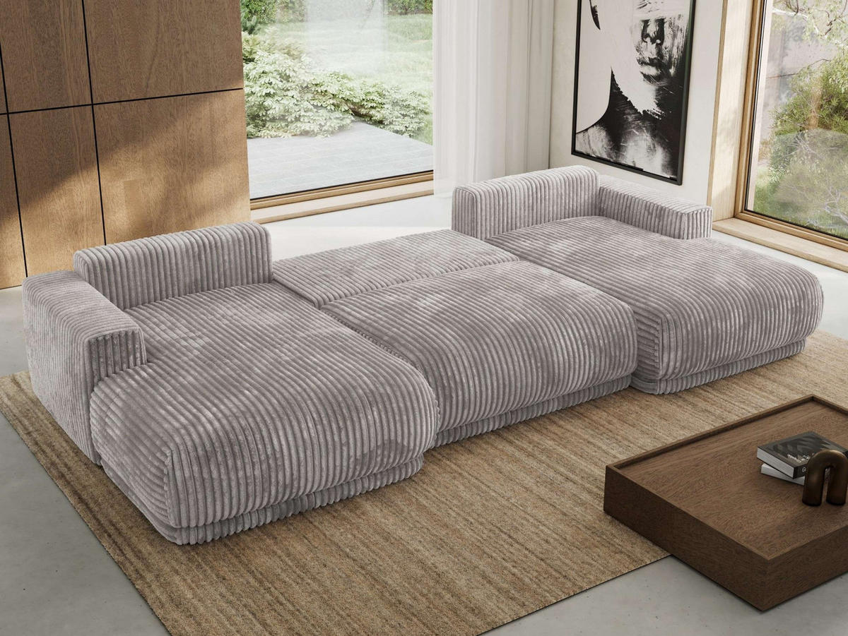 SEDACIA SÚPRAVA RINA U Svetlosivá Menčester - čierna/svetlosivá, textil/plast (360/85/170cm) - MKS