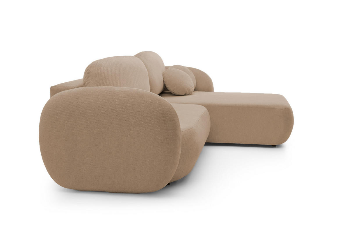 ECKSOFA OLIO L-Form Schlaffunktion mit Bettkasten, lose Rückenkissen, freistehend, RECHTS 248x174 cm Cappuccino - Cappuccino, Holz/Textil (248/174cm) - DomoHome