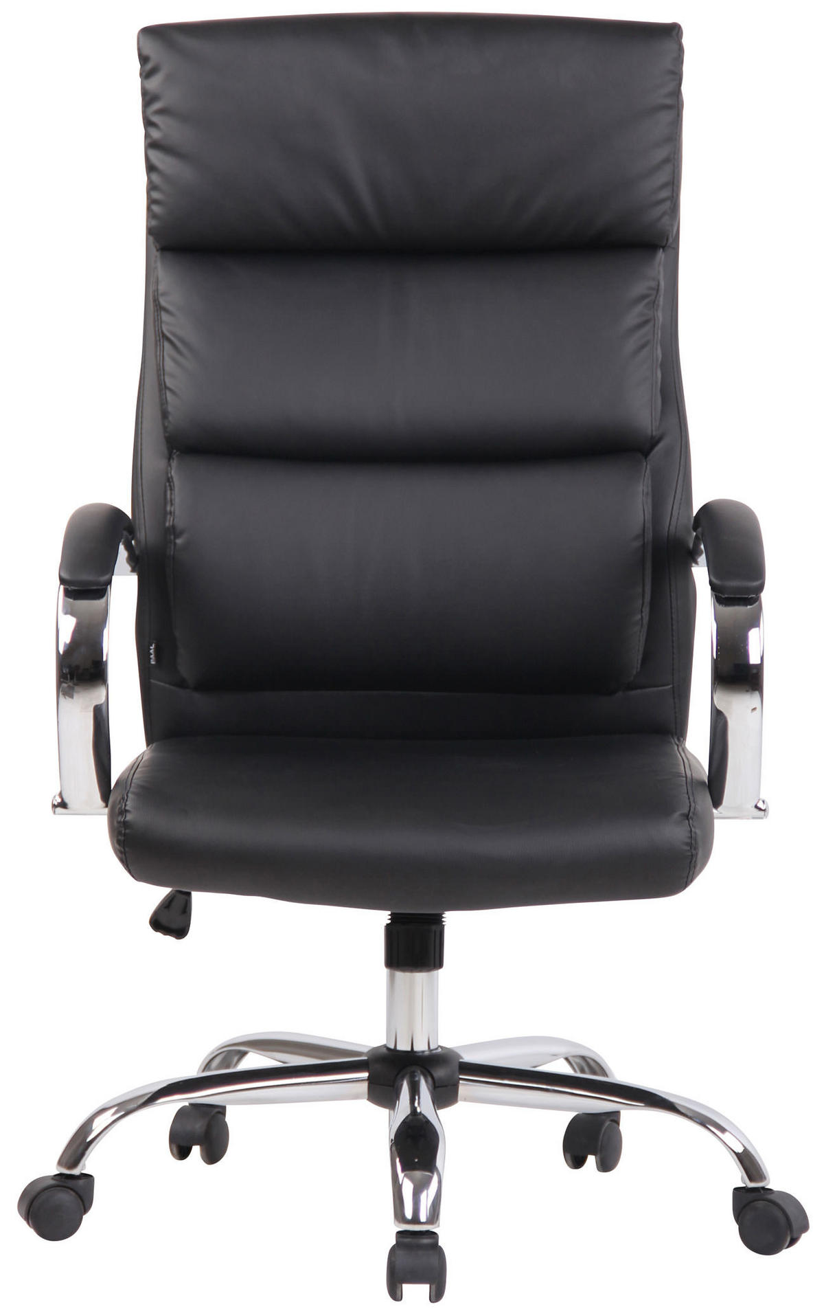 CHEFSESSEL Lederlook schwarz - Chromfarben/Schwarz, Textil/Metall (64/112/70cm) - CLP