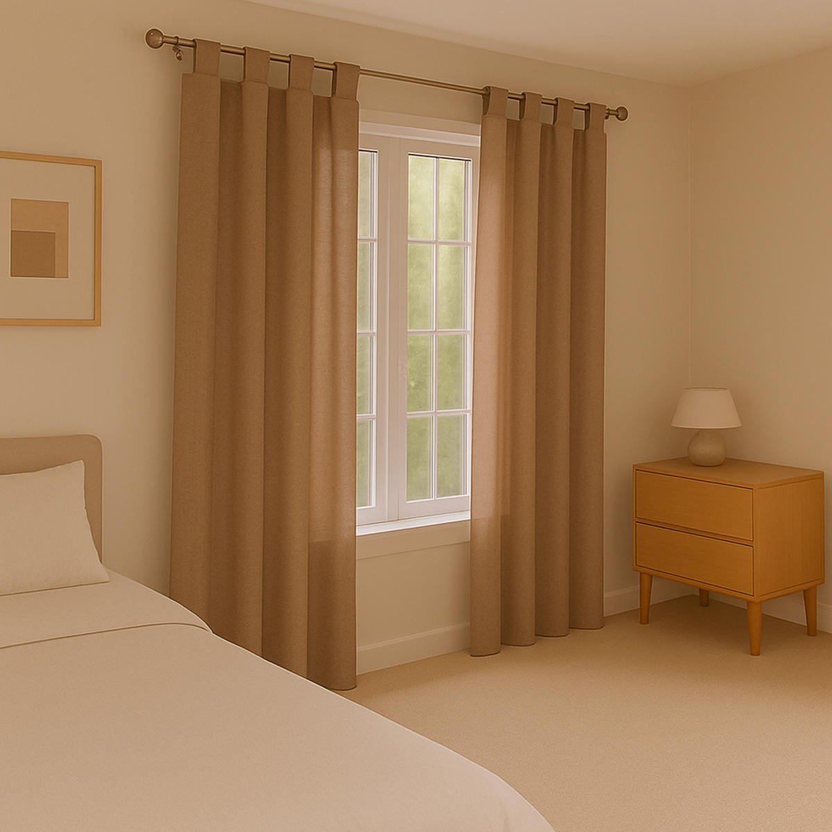 SCHLAUFENSCHAL blickdicht 140x175 cm Hellbraun 2er-Pack - Hellbraun, Textil (140/175cm)