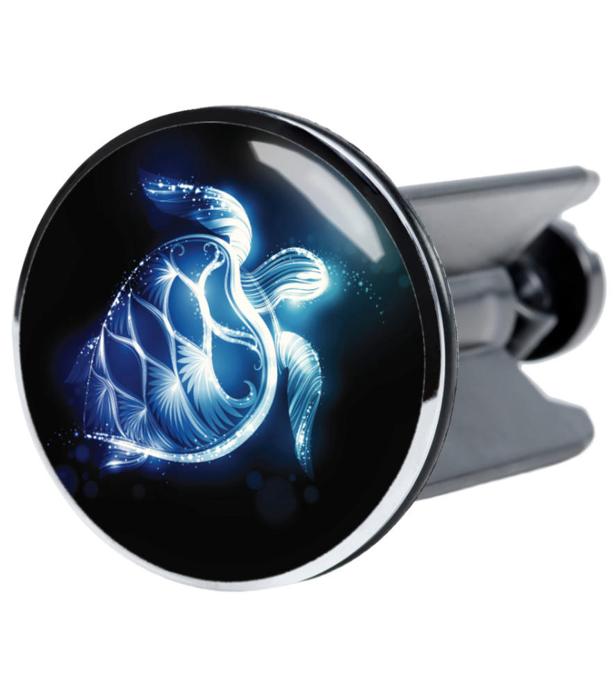 WASCHBECKENSTÖPSEL Glow Turtle - Blau/Dunkelblau, Kunststoff/Metall (4/7/7cm) - Sanilo