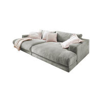 BIG SOFA XL MADELINE Hellgrau Cord - Hellgrau/Schwarz, Kunststoff/Textil (290/85/190cm) - KAWOLA