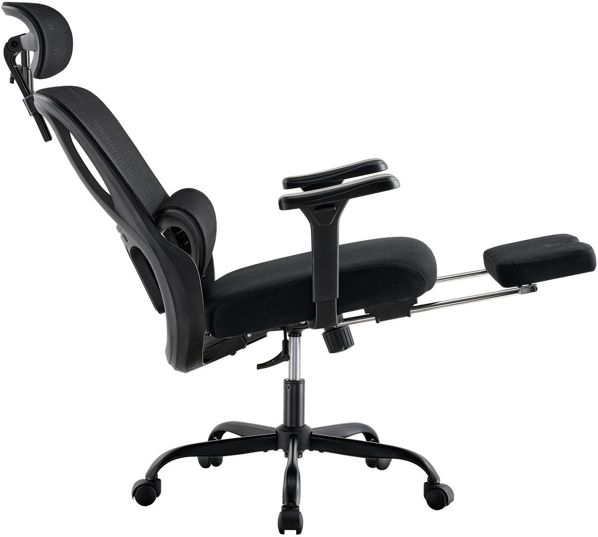 DREHSTUHL Stoff Schwarz - Schwarz, Textil/Metall (67/123/64cm) - CLP