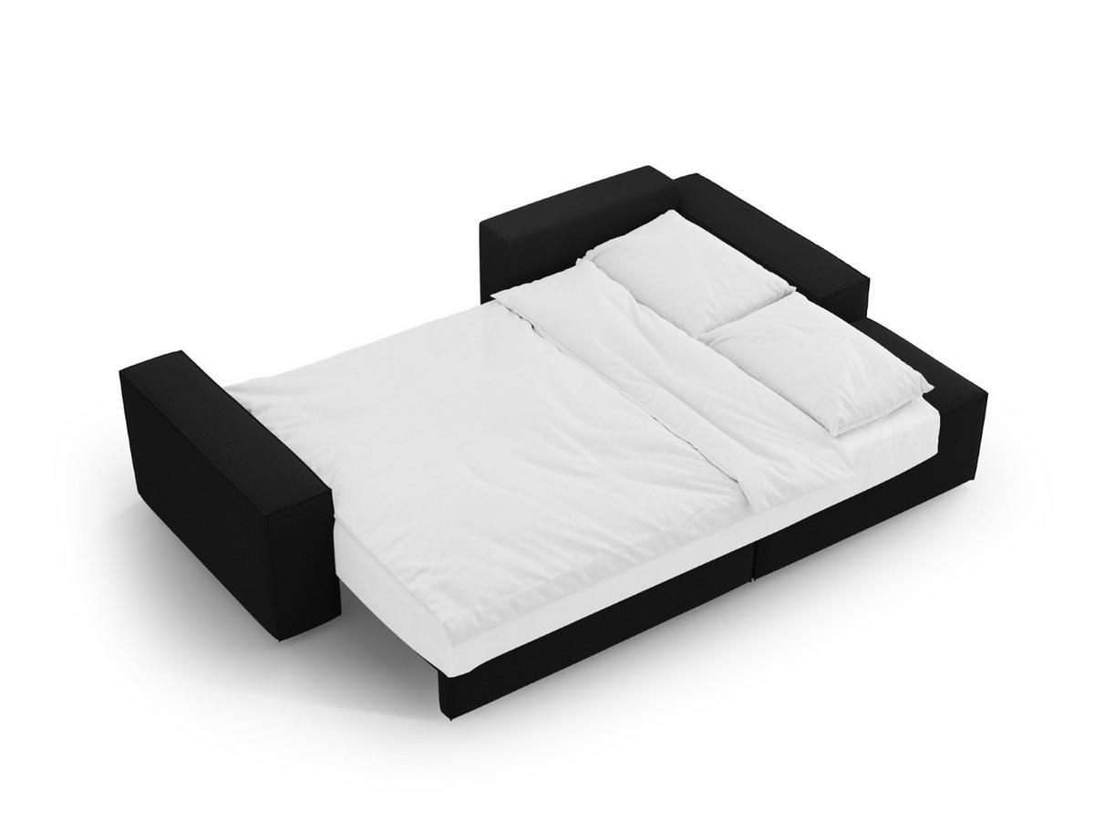 AUSKLAPPBARES-ECKSOFA rechts mit Container Jodie aus strukturiertem Stoff schwarz 3 Sitzplätze - Schwarz, Textil (246/151cm) - Micadoni