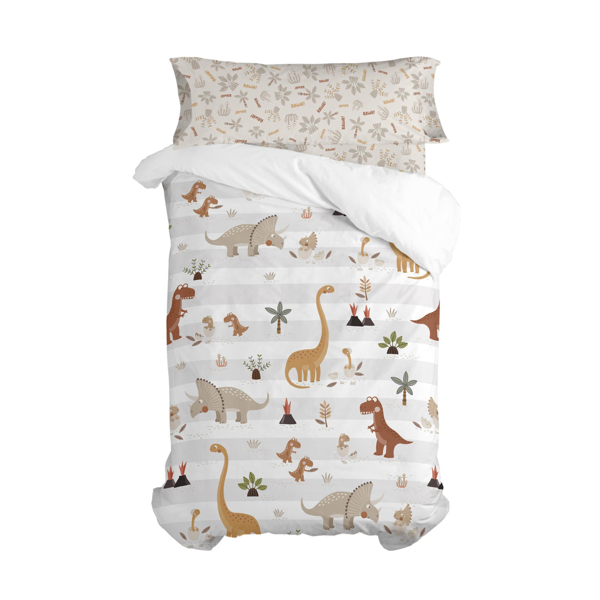 BETTBEZUG 2er-Set teiliges dino family 180x220 cm (komfortgrösse) mehrfarbig - Multicolor, Textil (180/220cm) - Happy Friday