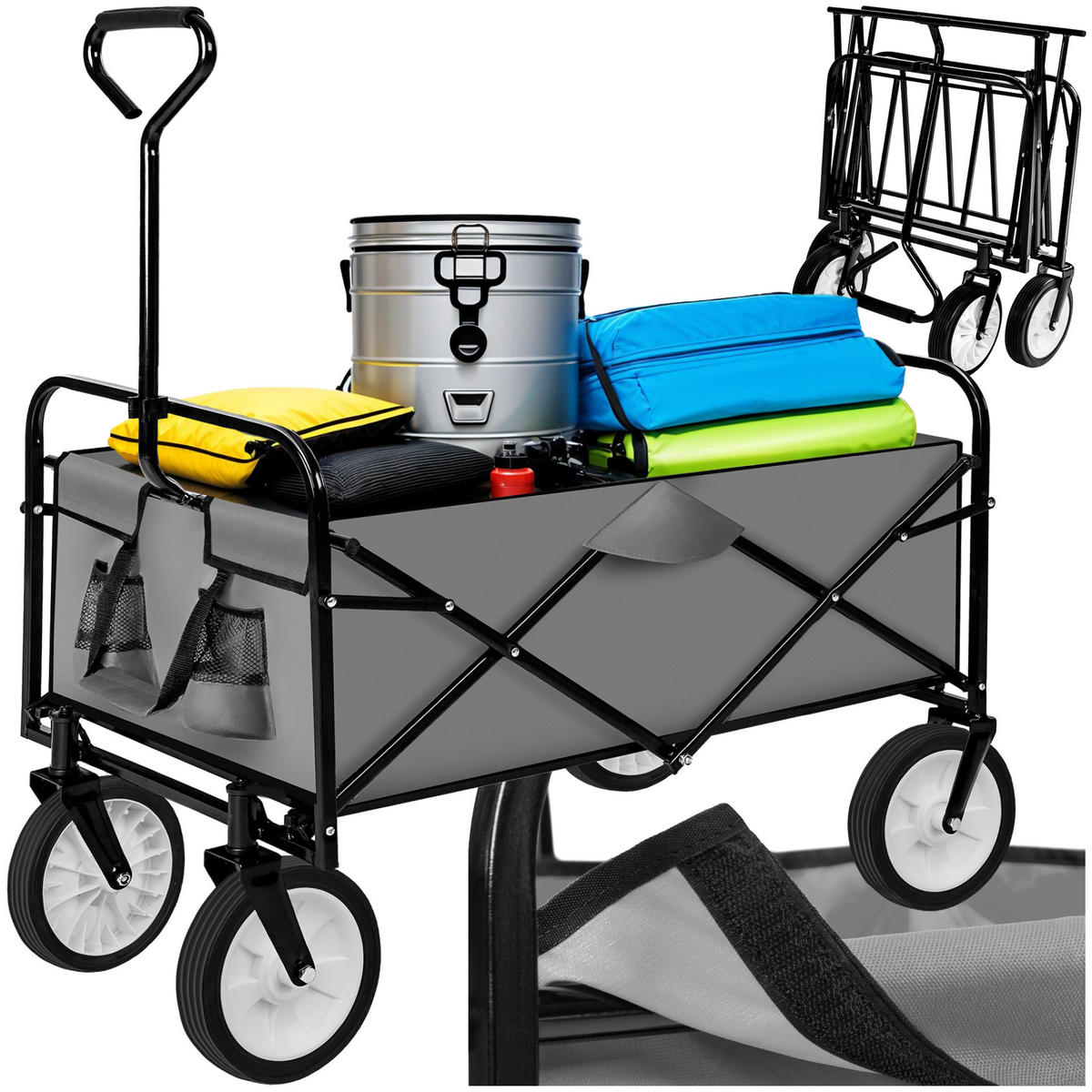 BOLLERWAGEN , Belastbarkeit 80 kg, grau - Grau, Textil (53.5/117/95cm) - tectake